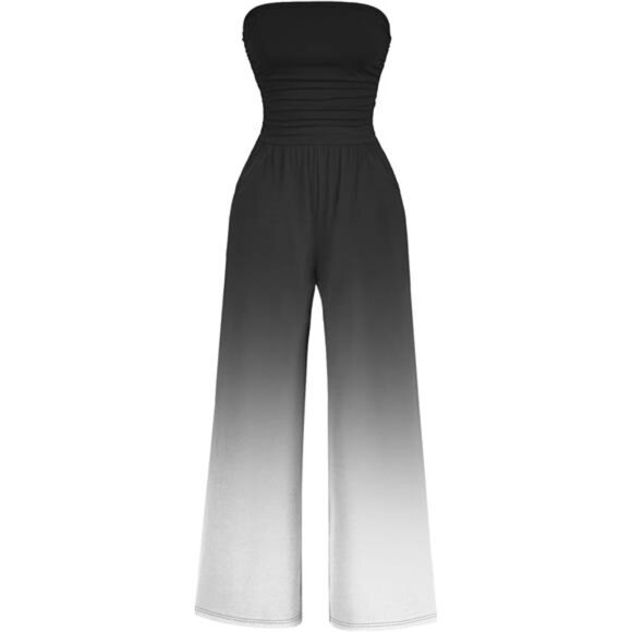 Women's Casual Summer Strapless Jumpsuits Black Gradient - Picture 1 of 1